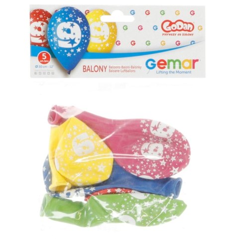 Balon gumowy Godan Z NADRUKIEM 5 szt mix (GS110/9) Balon gumowy Godan Z NADRUKIEM 5 szt mix (GS110/9)