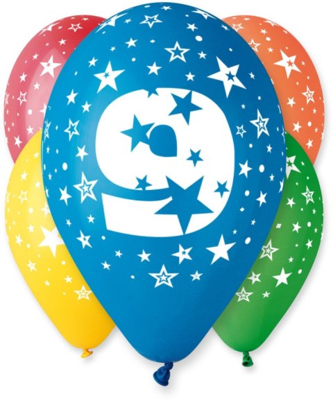 Balon gumowy Godan Z NADRUKIEM 5 szt mix (GS110/9) Balon gumowy Godan Z NADRUKIEM 5 szt mix (GS110/9)