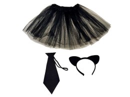 Kostium strój kota, opaska z uszami, krawat i spódniczka Adar (601581)