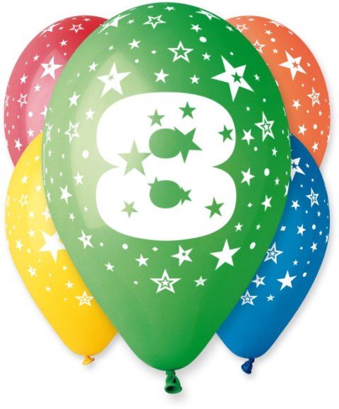 Balon gumowy Godan Z NADRUKIEM 5 szt mix (GS110/8) Balon gumowy Godan Z NADRUKIEM 5 szt mix (GS110/8)