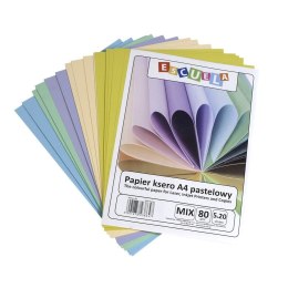 Papier kolorowy pastelowy A4 mix 100k. 80g Escuela