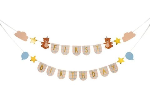 Baner Partydeco First Birthday z misiami, 2,55 m (GRL119) Baner Partydeco First Birthday z misiami, 2,55 m (GRL119)