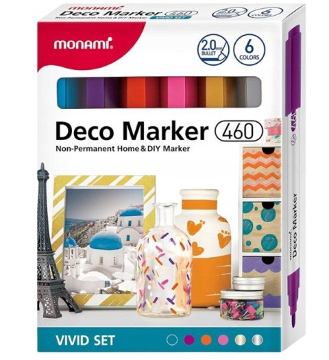 Marker permanentny Monami Deco Marker 460 mix okrągła końcówka (2080001502) Marker permanentny Monami Deco Marker 460 mix okrągła końcówka (2080001502)