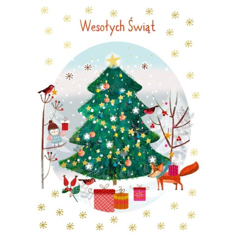 Kartka składana BN CHOINKA W KÓŁKU B6 Henry (5905701480098)