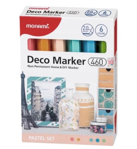 Marker specjalistyczny Monami Deco Marker B 460 pastel 2080001503 mix okrągła końcówka (160-2468) Marker specjalistyczny Monami Deco Marker B 460 pastel 2080001503 mix okrągła końcówka (160-2468)