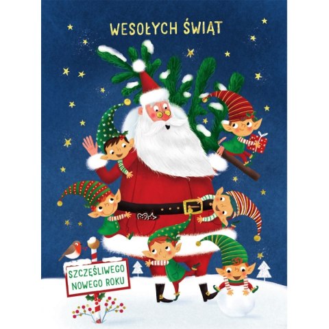 Kartka składana BN 21 Mikołaj z Elfami B6 Henry