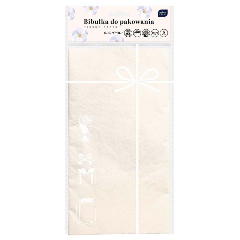 Bibuła gładka ECRU do pakowania prezentów 5902277361950 ecru 500mm x 700mm Interdruk (50x70)