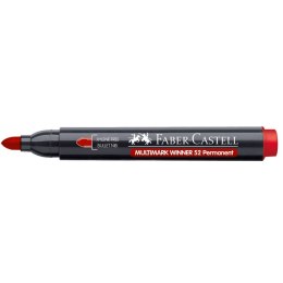 Marker permanentny Faber Castell czerwony okrągła końcówka