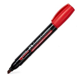 Marker permanentny Faber Castell czerwony ścięta końcówka