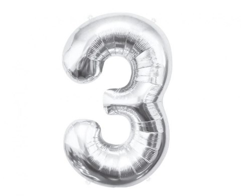 Balon foliowy Godan Cyfra 3, srebrna, 85 cm 85cal (BC-HSR3) Balon foliowy Godan Cyfra 3, srebrna, 85 cm 85cal (BC-HSR3)