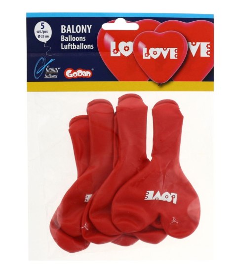 Balon gumowy Godan Love, serca / 5 szt czerwony 300mm 12cal 5 szt (CRS/P149) Balon gumowy Godan Love, serca / 5 szt czerwony 300mm 12cal 5 szt (CRS/P149)