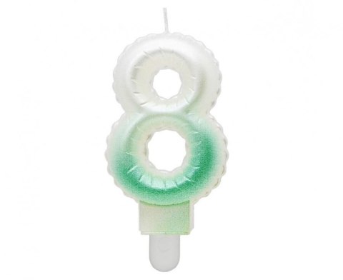 Świeczka urodzinowa Godan cyferka 8, ombre, perłowa biało-zielona, 7 cm (SF-PBZ8) Świeczka urodzinowa Godan cyferka 8, ombre, perłowa biało-zielona, 7 cm (SF-PBZ8)