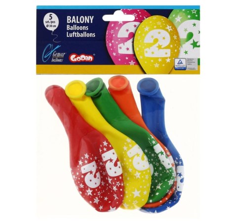 Balon gumowy Godan Z NADRUKIEM 5 szt mix 300mm 12cal (GS110/2) Balon gumowy Godan Z NADRUKIEM 5 szt mix 300mm 12cal (GS110/2)