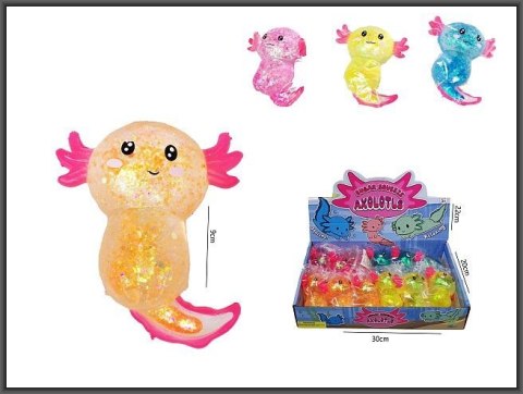 Gniotek Aksolotl brokatowy do ściskania 9cm 4-kolory Hipo (HPB01)