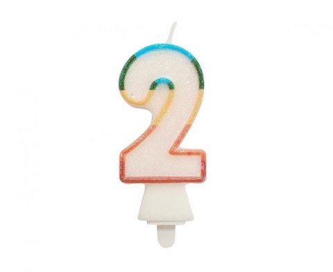 Świeczka urodzinowa Godan cyferka 2, tęczowa, NOWY BIO BROKAT, 8,5 cm (SW-CBB2) Świeczka urodzinowa Godan cyferka 2, tęczowa, NOWY BIO BROKAT, 8,5 cm (SW-CBB2)