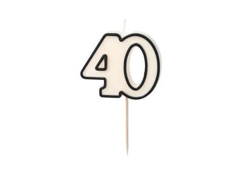 Świeczka urodzinowa Partydeco liczba 40, 5,5cm, biało-czarny (SCU16-40) Świeczka urodzinowa Partydeco liczba 40, 5,5cm, biało-czarny (SCU16-40)