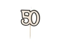 Świeczka urodzinowa Partydeco liczba 50, 5,5cm, biało-czarny (SCU16-50)