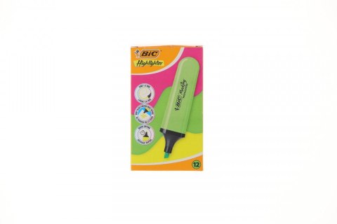 Zakreślacz Bic FLAT HIGHLIGHTER 12 szt 3086123742888 zielony (517964 neon zielony)