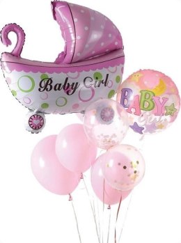 Balon gumowy Antella zestaw balonów 9 elementów baby girl różowy