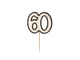 Świeczka urodzinowa Partydeco liczba 60, 5,5cm, biało-czarny (SCU16-60)
