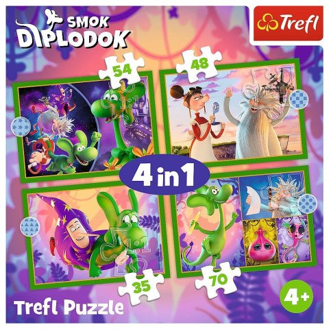 Puzzle Świat Smoka Diplodoka 4w1 el. Trefl (34663)