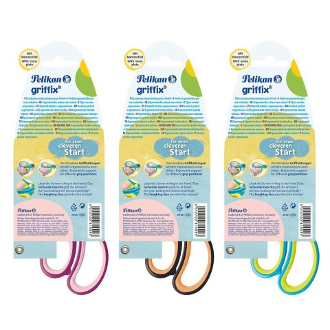 Nożyczki Griffix spiczaste praworęczne mix Pelikan (300009549)