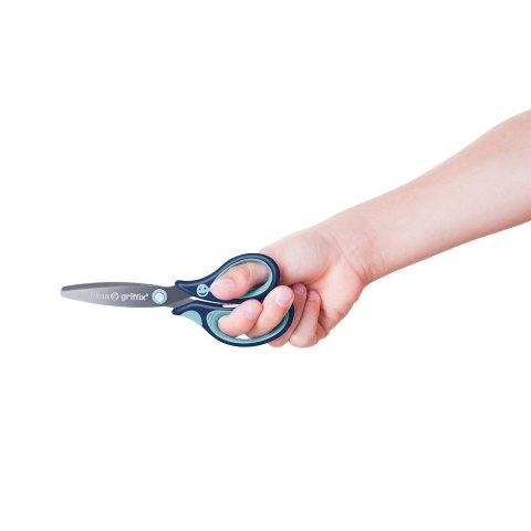 Nożyczki Griffix zaokrąglone praworęczne niebieskie Pelikan (300008591)