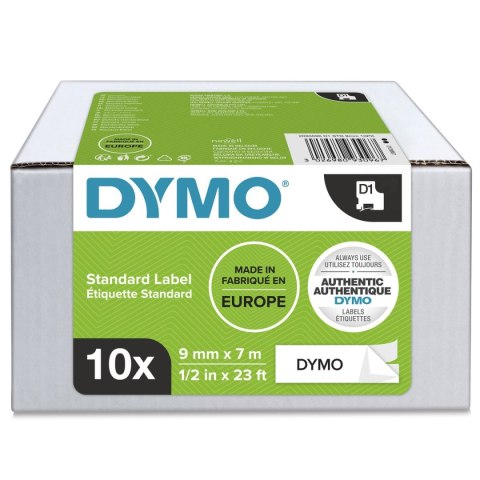Taśma Dymo D1 9mm x 7m biała/czarny nadruk Taśma Dymo D1 9mm x 7m biała/czarny nadruk