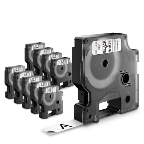Taśma Dymo D1 9mm x 7m biała/czarny nadruk Taśma Dymo D1 9mm x 7m biała/czarny nadruk