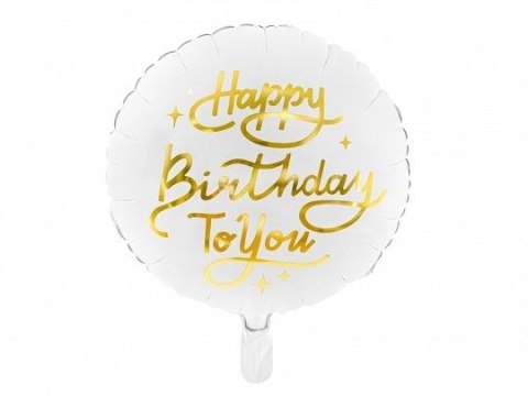 Balon foliowy Partydeco Happy Birthday To You, 35cm, biały 14cal (FB58) Balon foliowy Partydeco Happy Birthday To You, 35cm, biały 14cal (FB58)