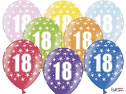 Balon gumowy Partydeco gumowy 18 urodziny, mix kolorów 30 cm/6 sztuk mix 300mm (SB14M-018-000-6)