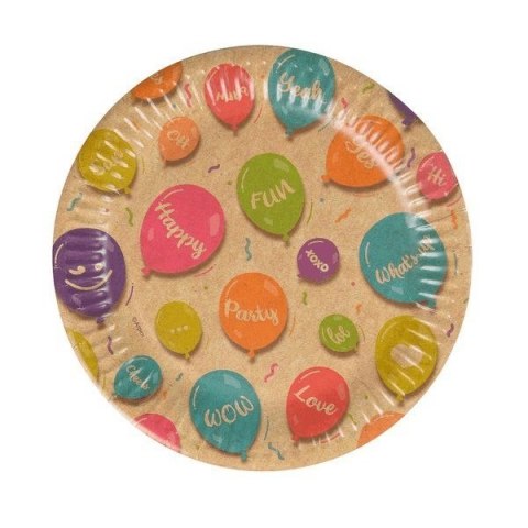 Talerz jednorazowy Arpex papierowy Kraft ballons papier śr. 180mm 12 szt (DC9656F)