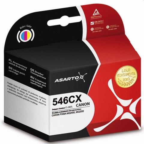 Tusz (cartridge) alternatywny Asarto Canon cyan 15,6ml (AS-C546CX) Tusz (cartridge) alternatywny Asarto Canon cyan 15,6ml (AS-C546CX)