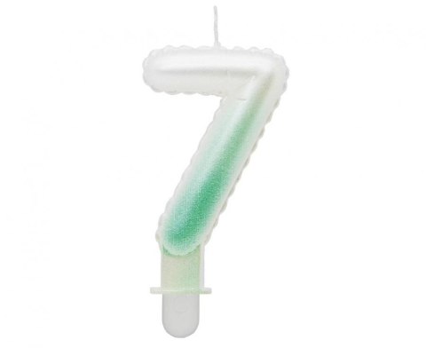 Świeczka urodzinowa Godan cyferka 7, ombre, perłowa biało-zielona, 7 cm (SF-PBZ7) Świeczka urodzinowa Godan cyferka 7, ombre, perłowa biało-zielona, 7 cm (SF-PBZ7)