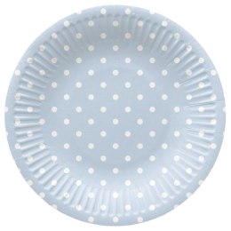 Talerz jednorazowy Paw Dots Light Blue tektura śr. 180mm 8 szt (PPD8002205)