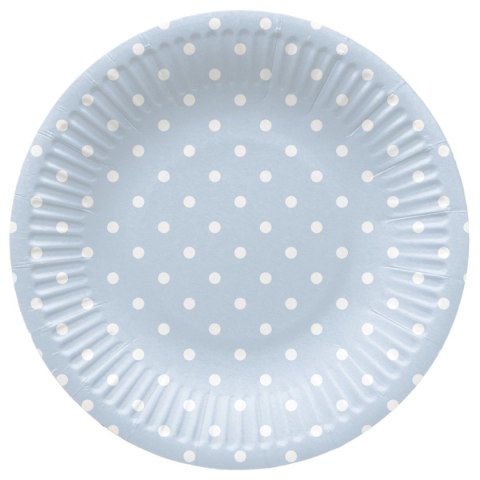 Talerz jednorazowy Paw Dots Light Blue tektura śr. 180mm 8 szt (PPD8002205)