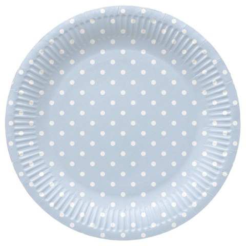 Talerz jednorazowy Paw Dots Light Blue tektura śr. 230mm 8 szt (PPL8002205)