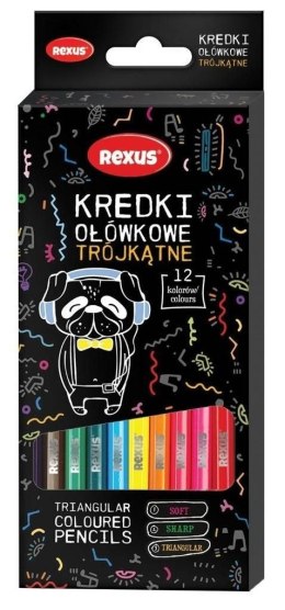 Kredki ołówkowe Rexus Rexus Teens trójkątne 12 kol.