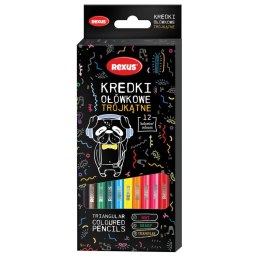 Kredki ołówkowe Rexus Rexus Teens trójkątne 12 kol.