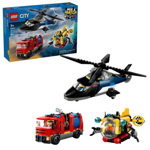 Klocki konstrukcyjne Lego City Zestaw z helikopterem, wozem strażackim i łodzią podwodną (60462) Klocki konstrukcyjne Lego City Zestaw z helikopterem, wozem strażackim i łodzią podwodną (60462)
