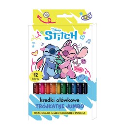 Kredki ołówkowe Beniamin Stitch trójkątne jumbo 12 kol.