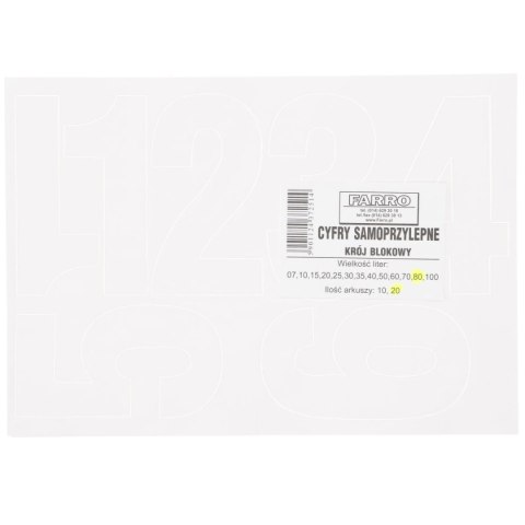 Cyfry samoprzylepne białe Farro