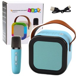 Mikrofon zabawkowy Lean Zestaw Karaoke Głośnik Mikrofon Bezprzewodowy K12 RGB Bluetooth Niebieski (24549)