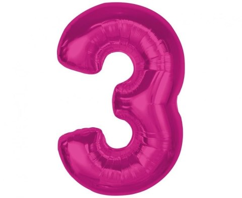 Balon foliowy Godan Smart cyfra 3, różowa, 92 cm (CH-S9R3) Balon foliowy Godan Smart cyfra 3, różowa, 92 cm (CH-S9R3)