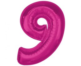 Balon foliowy Godan Smart cyfra 9, różowa, 92 cm (CH-S9R9)