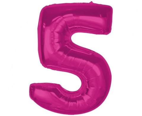 Balon foliowy Godan Smart cyfra 5, różowa, 92 cm (CH-S9R5) Balon foliowy Godan Smart cyfra 5, różowa, 92 cm (CH-S9R5)