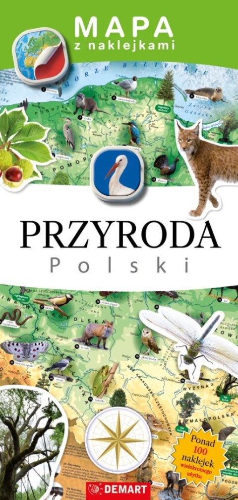 Książeczka edukacyjna Demart Mapy z naklejkami. Przyroda Polski Książeczka edukacyjna Demart Mapy z naklejkami. Przyroda Polski