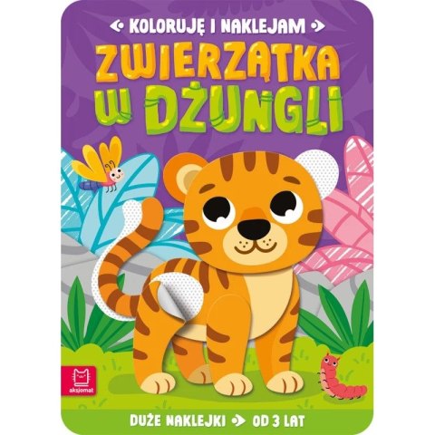 Książka dla dzieci Aksjomat Koloruję i naklejam. Zwierzątka w dżungli. Duże naklejki od 3 lat