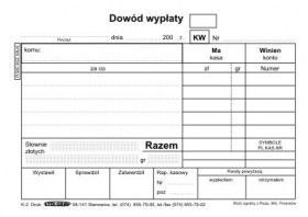 Druk samokopiujący Stolgraf KW dowód wypłaty A6 100k. (K2) Druk samokopiujący Stolgraf KW dowód wypłaty A6 100k. (K2)
