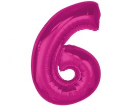 Balon foliowy Godan Smart cyfra 6, różowa, 92 cm (CH-S9R6)